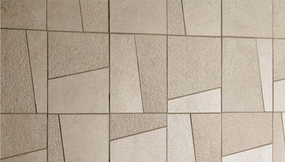 COEM Lagos Limestone-Effect sand mosaico trapezi wall lifestyle