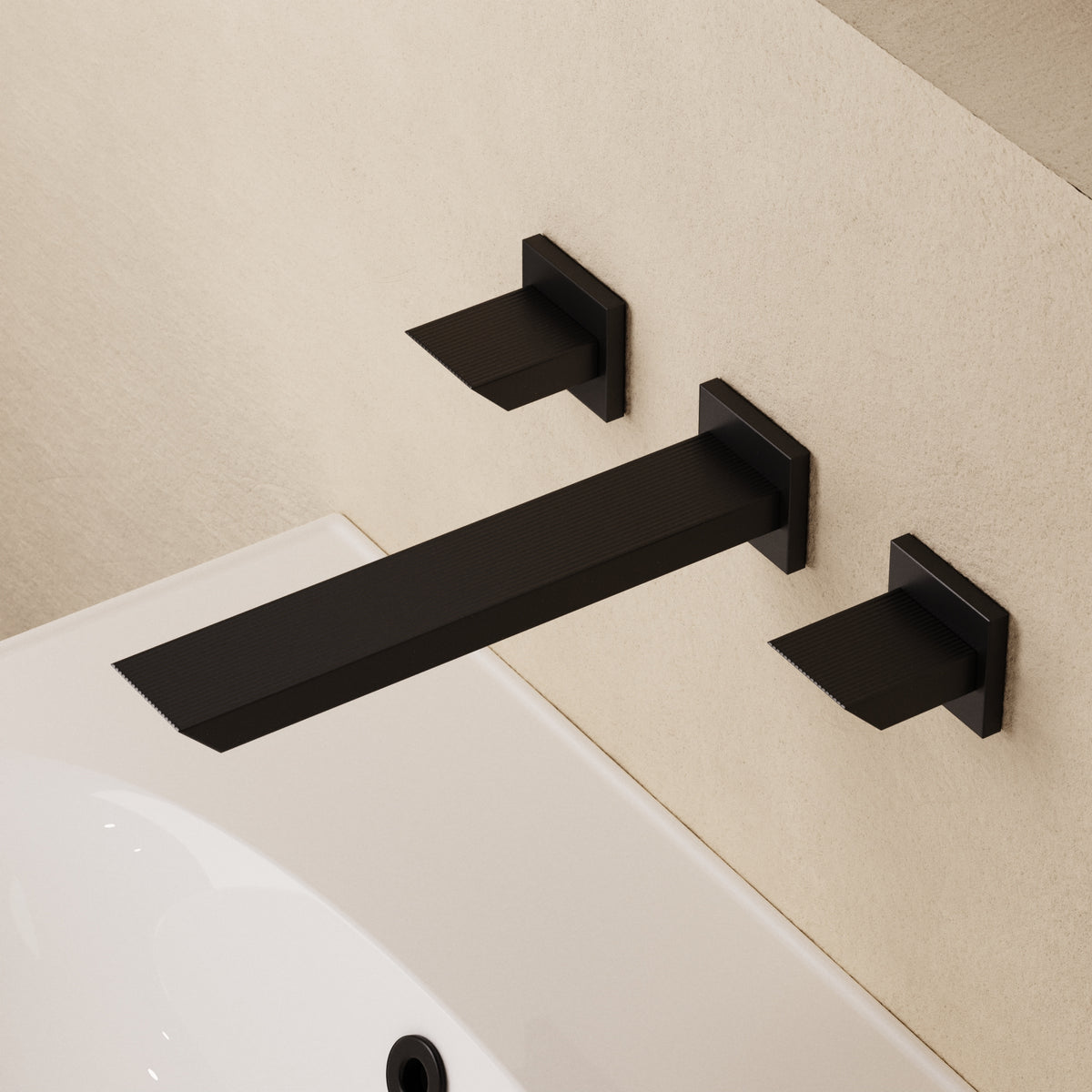 Crosswater Limit 3 Hole Wall Basin Tap Matt Black