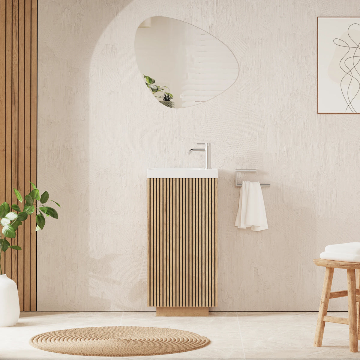 Crosswater Limit Cloakroom Floorstanding Unit with Basin in Modern Oak