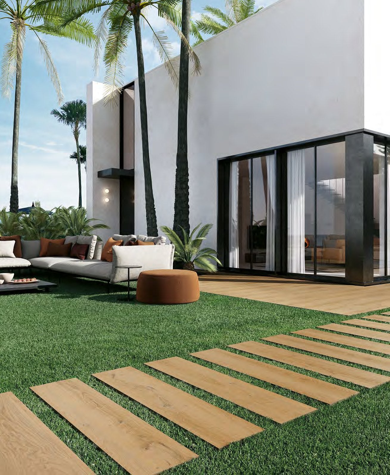 Coem Lignea Rovere gresX2 20mm outdoor porcelain paving, laid installation