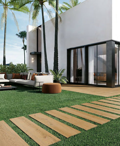 Coem Lignea Rovere gresX2 20mm outdoor porcelain paving, laid installation