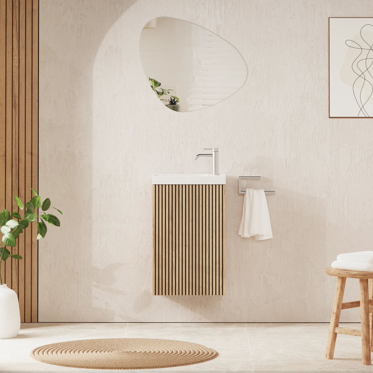 Crosswater Limit Cloakroom Wall hung Unit with Basin in Modern Oak