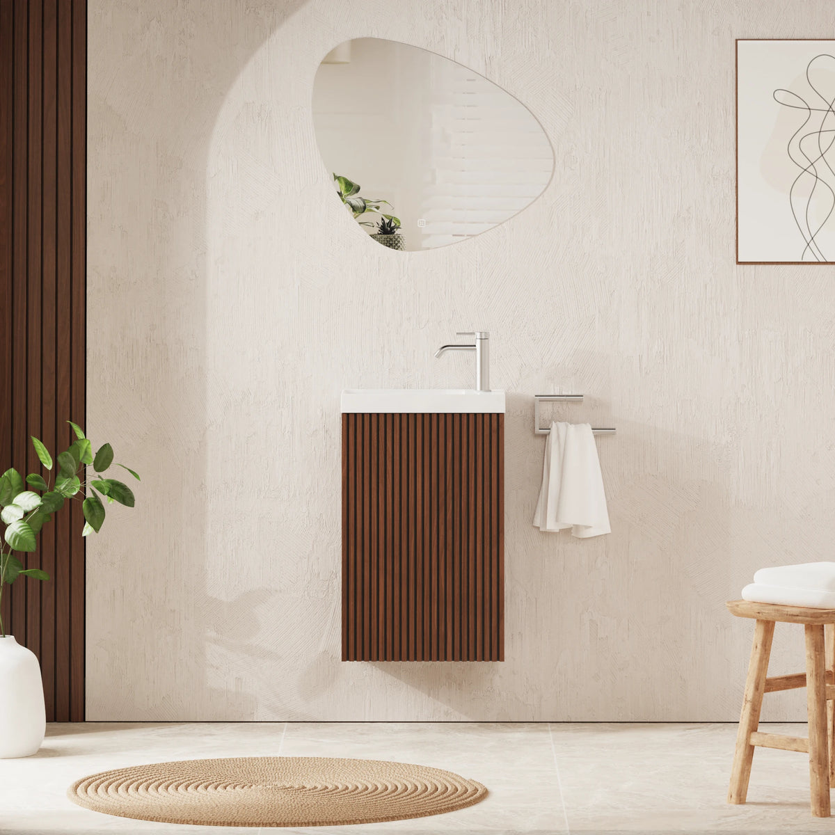 Crosswater Limit Cloakroom Wall hung Unit with Basin in Royal Walnut