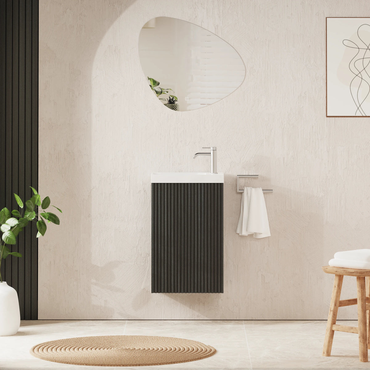 Crosswater Limit Cloakroom Wall hung Unit with Basin in Steelwood
