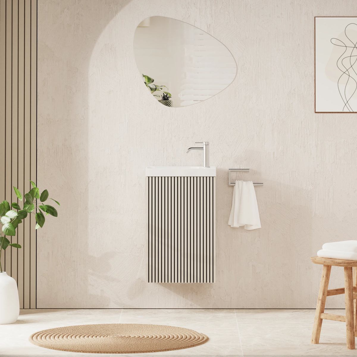 Crosswater Limit Cloakroom Wall hung Unit with Basin in Warm Stone