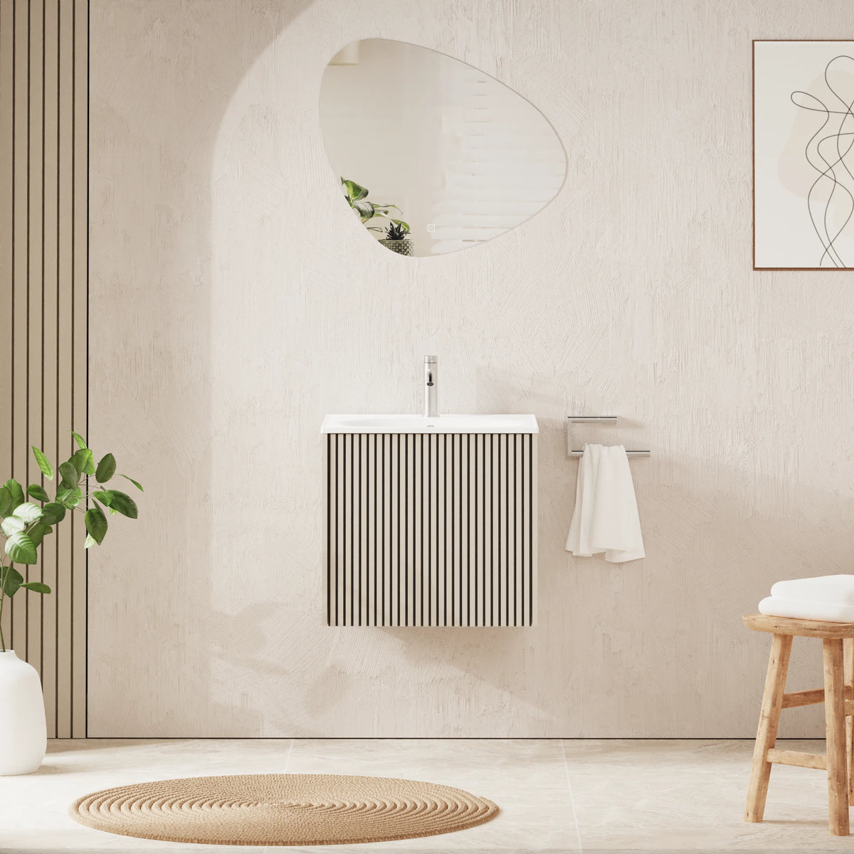 Crosswater Limit 500 Wall Hung Drawer Unit with Basin in Warm Stone with Ceramic, 1 Tap Hole