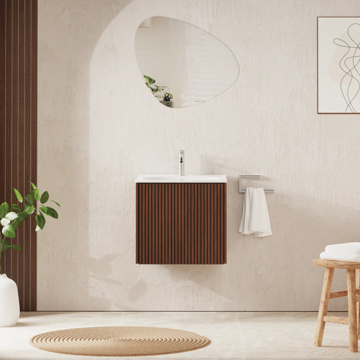 Crosswater Limit 500 Wall Hung Drawer Unit with Basin in Royal Walnut with Cast Mineral Marble, 1 Tap Hole