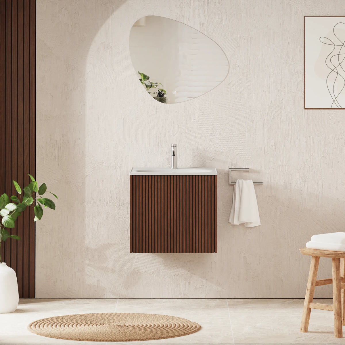Crosswater Limit 500 Wall Hung Drawer Unit with Basin in Royal Walnut with Matt White, 1 Tap Hole