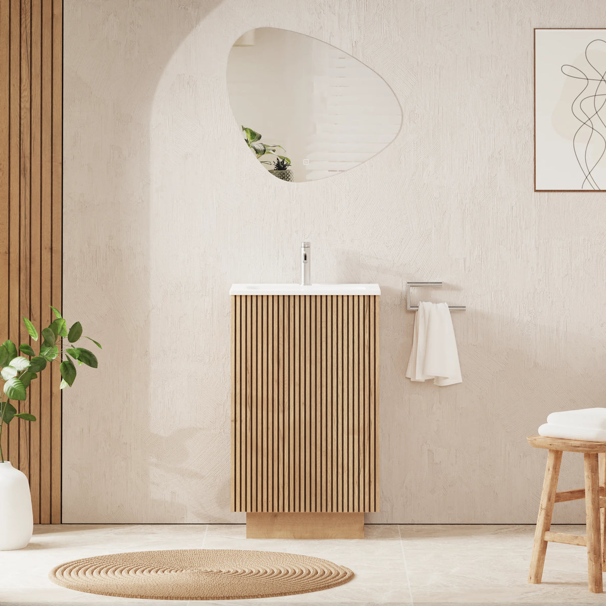 Crosswater Limit 500 Floorstanding Door Unit with Basin in Modern Oak, 1 Tap Hole