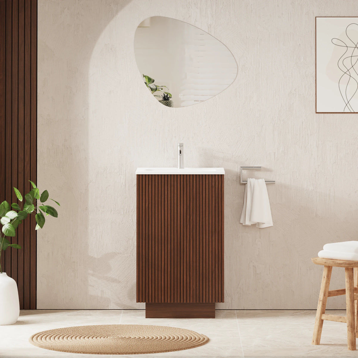 Crosswater Limit 500 Floorstanding Door Unit with Basin in Royal Walnut, 1 Tap Hole