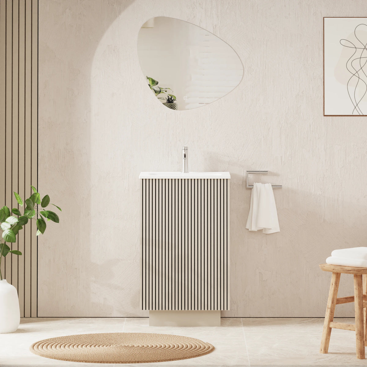 Crosswater Limit 500 Floorstanding Door Unit with Basin in Warm Stone, 1 Tap Hole