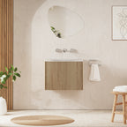 Crosswater Limit 600 Wall Hung Drawer Unit with Basin in Modern Oak with Ice White Glass, No Tap Hole