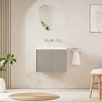 Crosswater Limit 600 Wall Hung Drawer Unit with Basin in Warm Stone with Ceramic, 3 Tap Holes