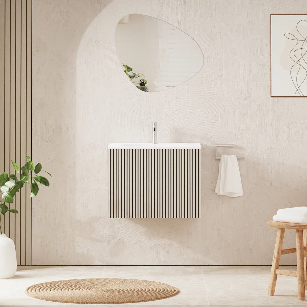 Crosswater Limit 600 Wall Hung Drawer Unit with Basin in Warm Stone with Ceramic, 1 Tap Hole