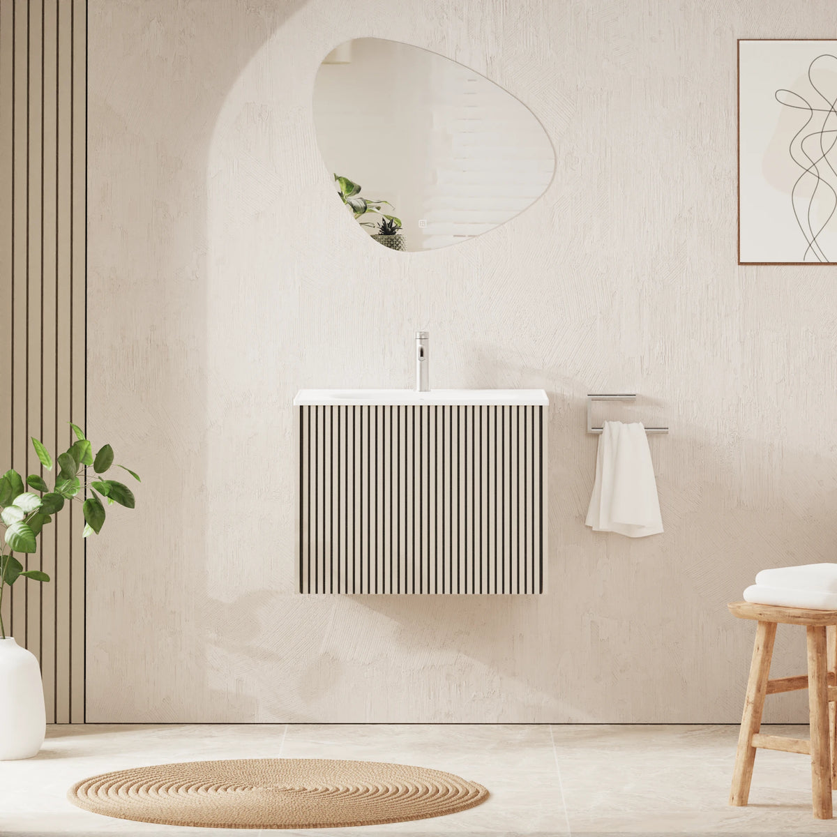 Crosswater Limit 600 Wall Hung Drawer Unit with Basin in Warm Stone with Ceramic, 1 Tap Hole