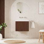 Crosswater Limit 600 Wall Hung Drawer Unit with Basin in Royal Walnut with Cast Mineral Marble, No Tap Hole