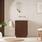 Crosswater Limit 600 Floorstanding Door Unit with Basin in Royal Walnut with Ice White Glass, No Tap Hole