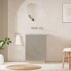 Crosswater Limit 600 Floorstanding Door Unit with Basin in Warm Stone with Ice White Glass, No Tap Hole