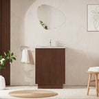 Crosswater Limit 600 Floorstanding Door Unit with Basin in Royal Walnut with Ice White Glass, 1 Tap Hole