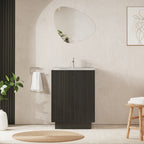 Crosswater Limit 600 Floorstanding Door Unit with Basin in Steelwood with Ice White Glass, 1 Tap Hole