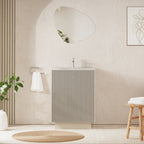 Crosswater Limit 600 Floorstanding Door Unit with Basin in Warm Stone with Ice White Glass, 1 Tap Hole
