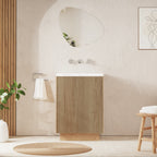 Crosswater Limit 600 Floorstanding Door Unit with Basin in Modern Oak with Ceramic, 3 Tap Holes
