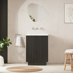 Crosswater Limit 600 Floorstanding Door Unit with Basin in Steelwood with Ceramic, 3 Tap Holes