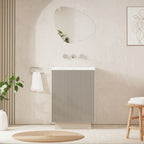 Crosswater Limit 600 Floorstanding Door Unit with Basin in Warm Stone with Ceramic, 3 Tap Holes
