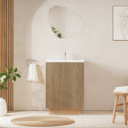 Crosswater Limit 600 Floorstanding Door Unit with Basin in Modern Oak with Ceramic, 1 Tap Hole