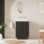 Crosswater Limit 600 Floorstanding Door Unit with Basin in Steelwood with Cast Mineral Marble, No Tap Hole