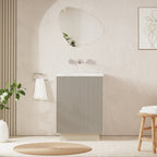Crosswater Limit 600 Floorstanding Door Unit with Basin in Warm Stone with Cast Mineral Marble, No Tap Hole