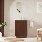 Crosswater Limit 600 Floorstanding Door Unit with Basin in Royal Walnut with Cast Mineral Marble, 1 Tap Hole
