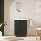 Crosswater Limit 600 Floorstanding Door Unit with Basin in Steelwood with Cast Mineral Marble, 1 Tap Hole