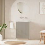 Crosswater Limit 600 Floorstanding Door Unit with Basin in Warm Stone with Matt White, No Tap Hole