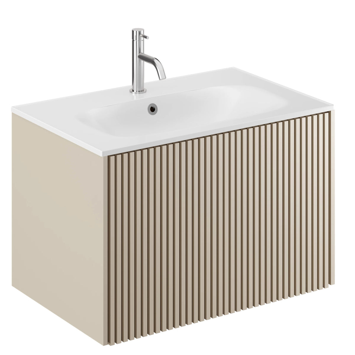 Crosswater Limit 700 Wall Hung Drawer Unit with Basin in Warm Stone with Cast Mineral Marble, 1 Tap Hole