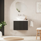 Crosswater Limit 700 Wall Hung Drawer Unit with Worktop in Steelwood with Gold Vein Estatuario worktop