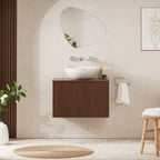 Crosswater Limit 700 Wall Hung Drawer Unit with Worktop in Royal Walnut with Matching Royal Walnut worktop