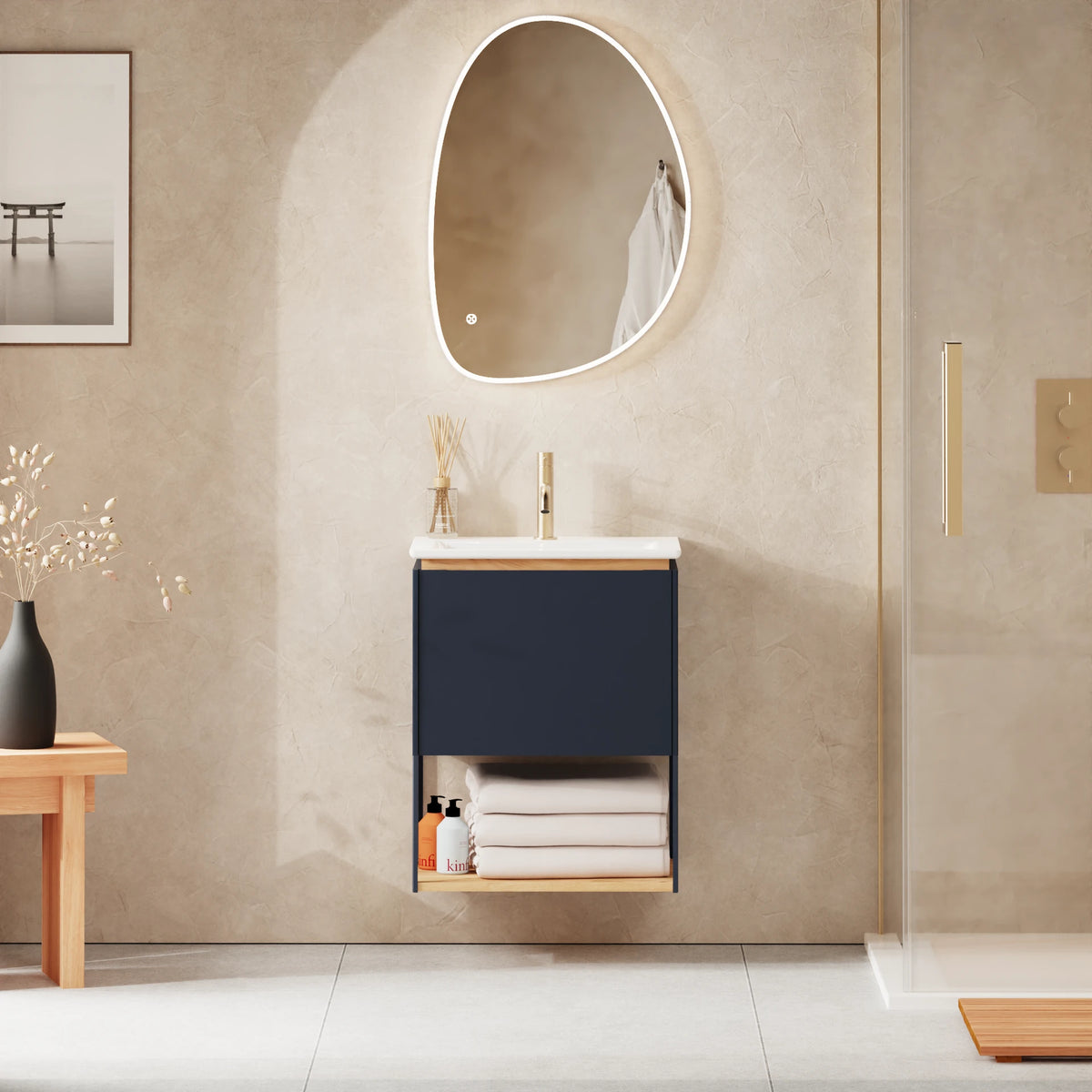 Crosswater Mada Shelf and Frame 500mm in Deep Indigo Blue