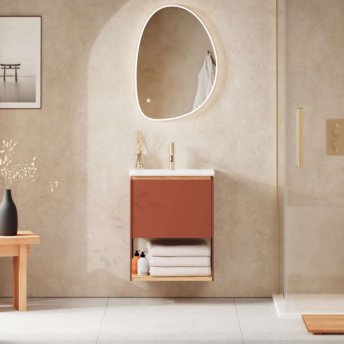 Crosswater Mada Shelf and Frame 500mm in Soft Clay