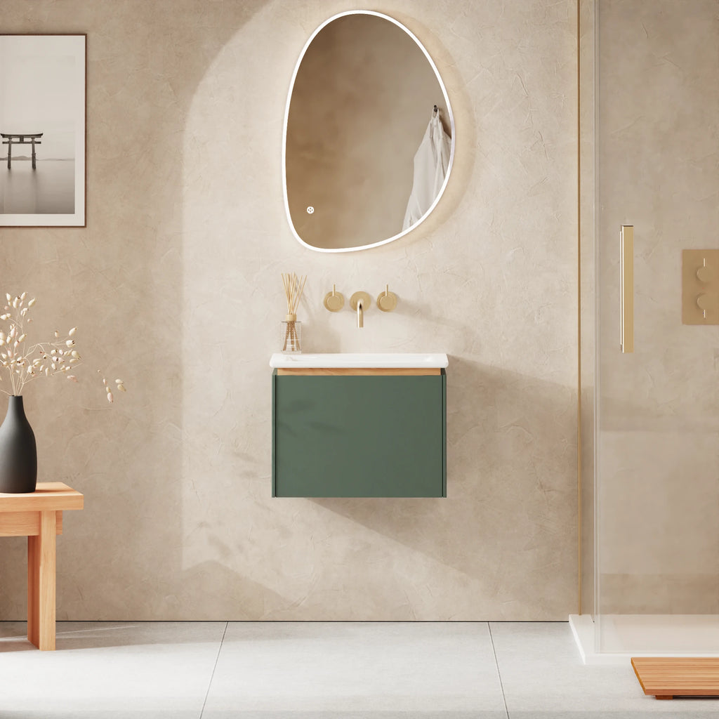 Crosswater Mada 500 Drawer Unit with Basin in Sage Green, No Tap Hole