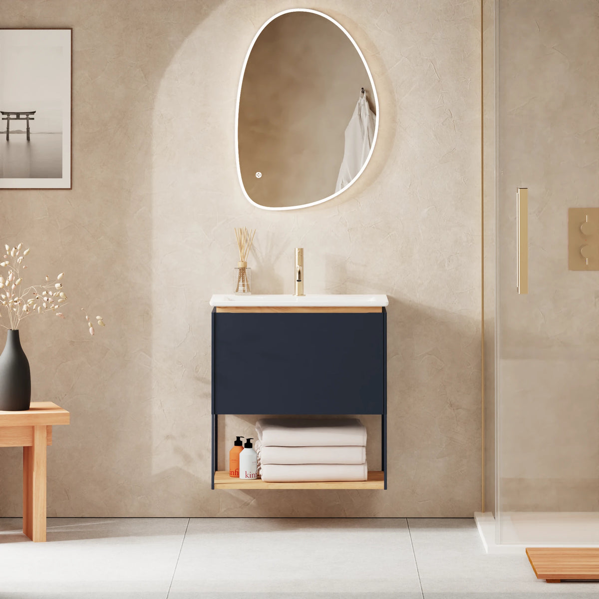 Crosswater Mada Shelf and Frame 600mm in Deep Indigo Blue