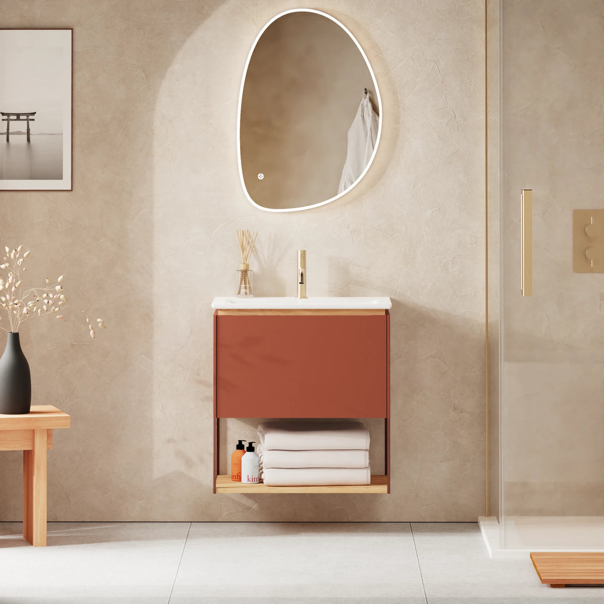 Crosswater Mada Shelf and Frame 600mm in Soft Clay