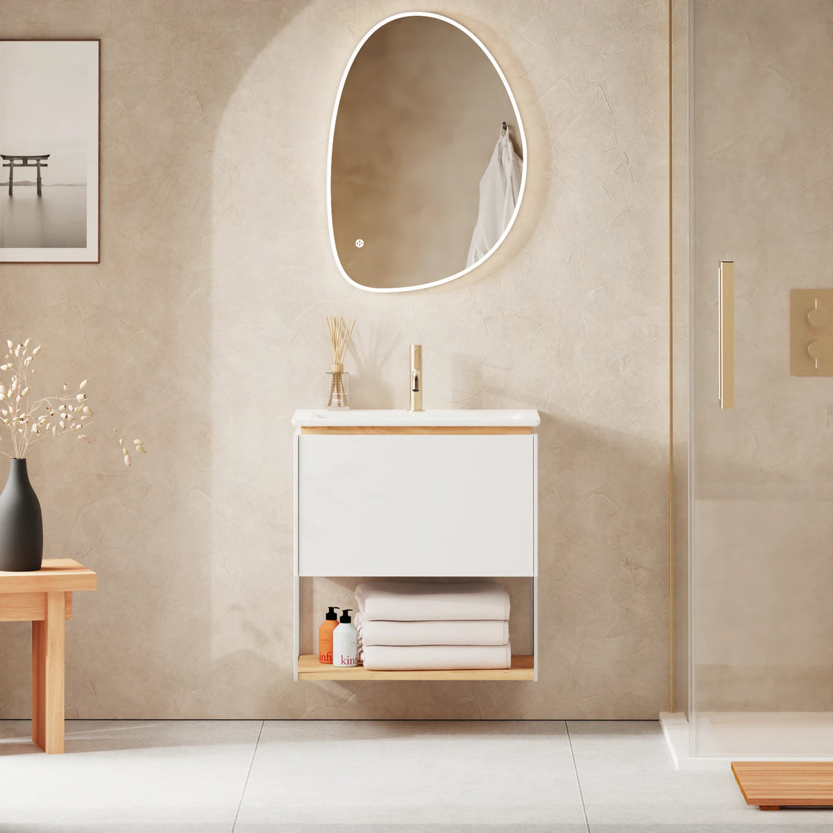 Crosswater Mada Shelf and Frame 600mm in Matt White