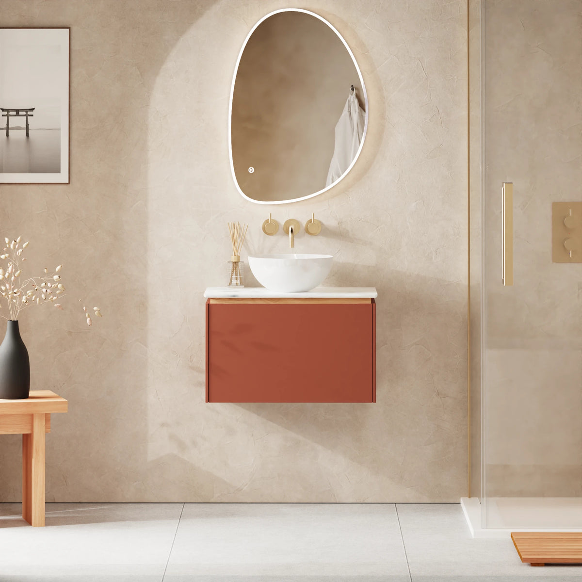 Crosswater Mada 600 Drawer Unit with Worktop in Soft Clay
