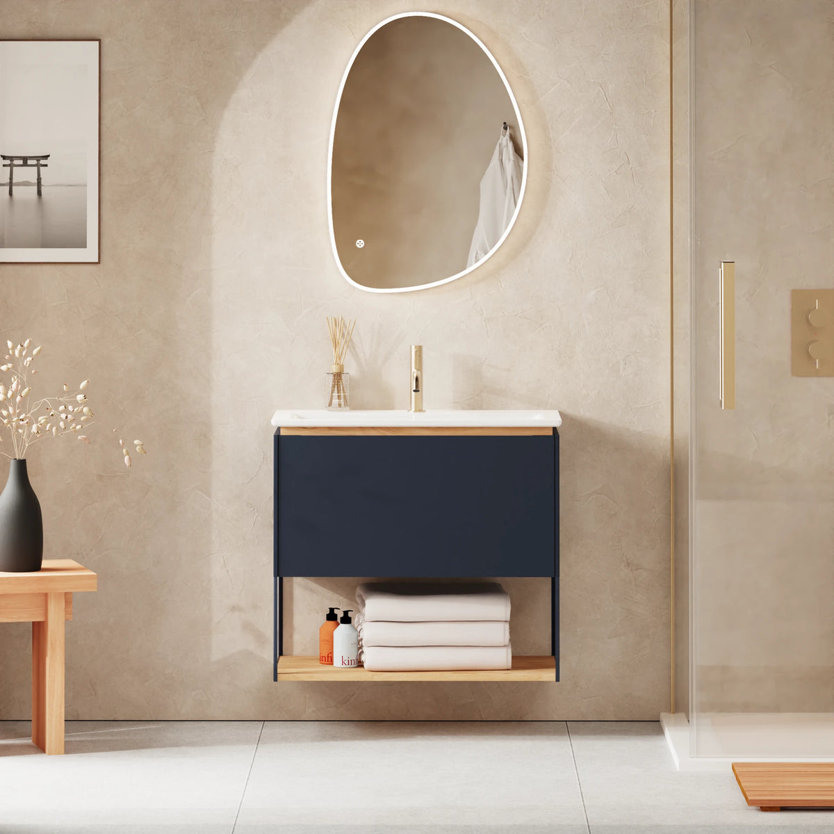 Crosswater Mada Shelf and Frame 700mm in Deep Indigo Blue