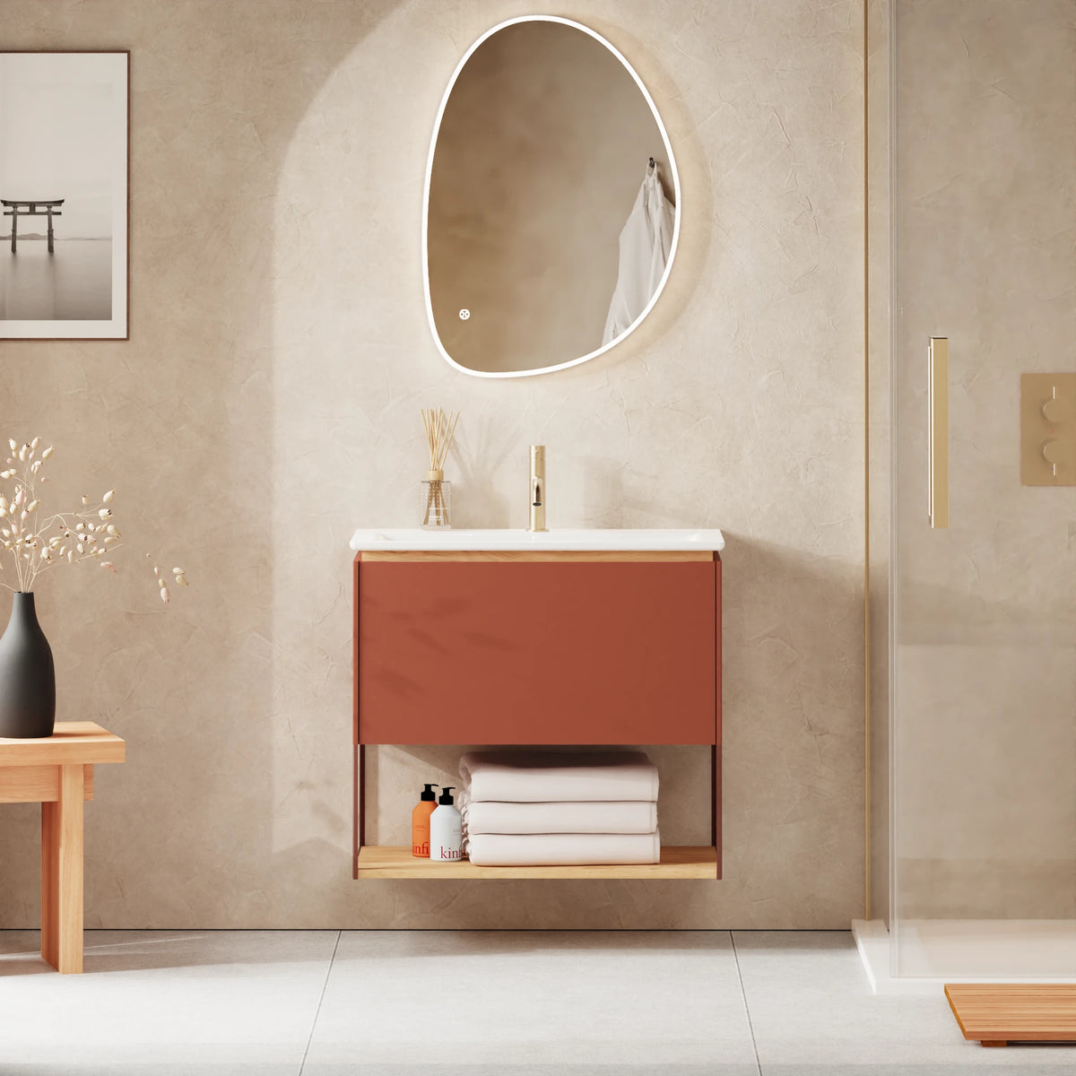 Crosswater Mada Shelf and Frame 700mm in Soft Clay