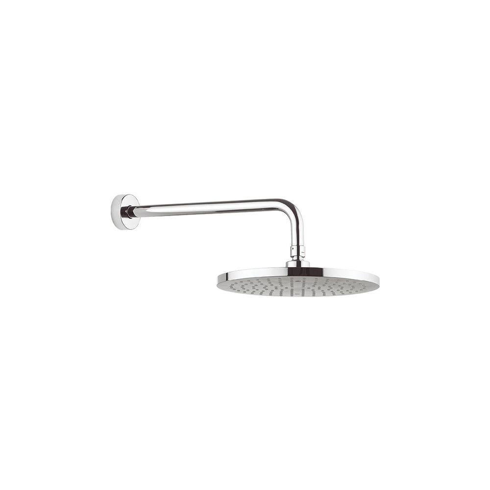 Crosswater MBFU34W Chrome 340mm wall shower arm, shown with shower head (head not included)