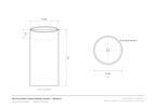 Dimension drawing of the Bronce microcement freestanding basin: 440mm diameter, 870mm high, 130mm bowl depth, 46mm waste aperture