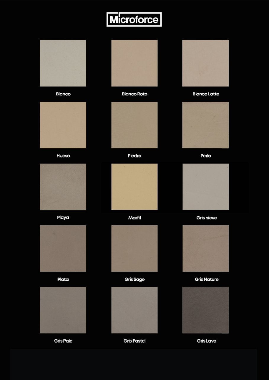 Microforce Thin Microcement colour chart