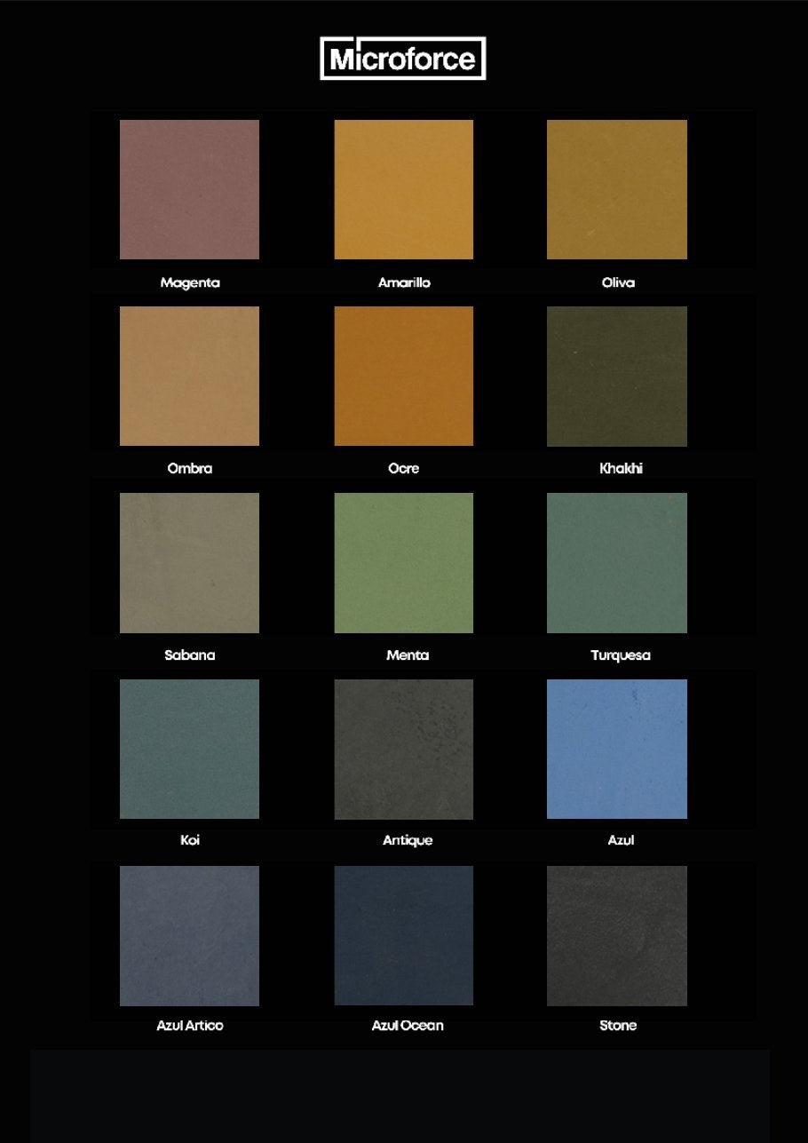 Microforce Thin Microcement colour chart